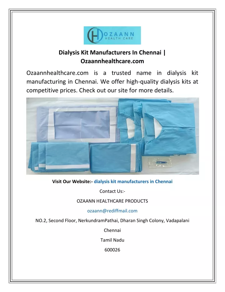 dialysis kit manufacturers in chennai