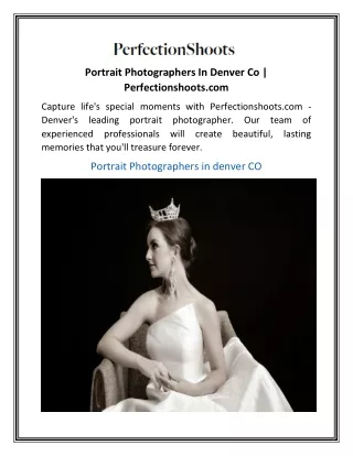 Portrait Photographers In Denver Co | Perfectionshoots.com
