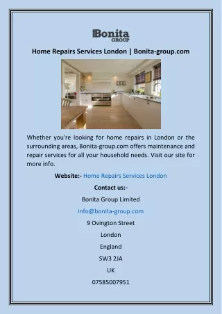 Home Repairs Services London  Bonita-group