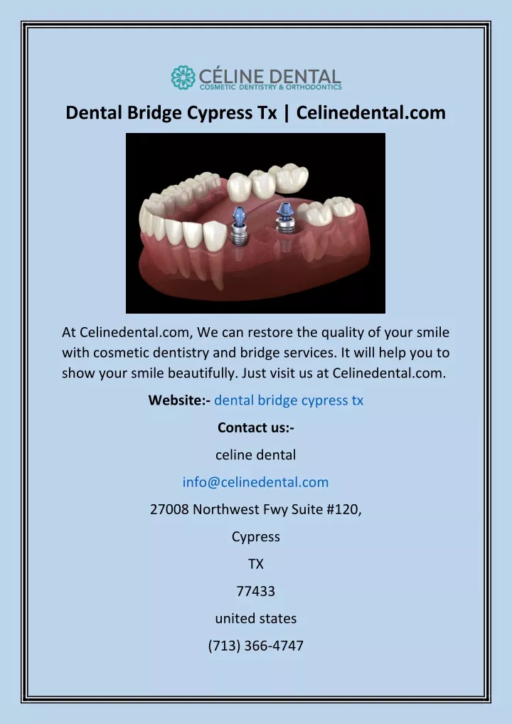 dental bridge cypress tx celinedental com
