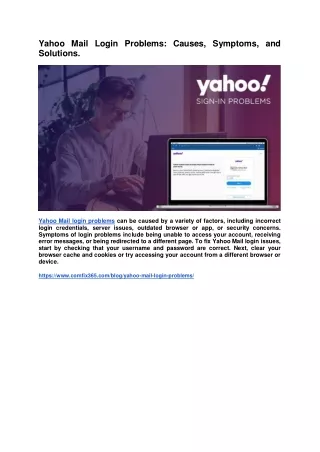 yahoo mail login problems causes symptoms