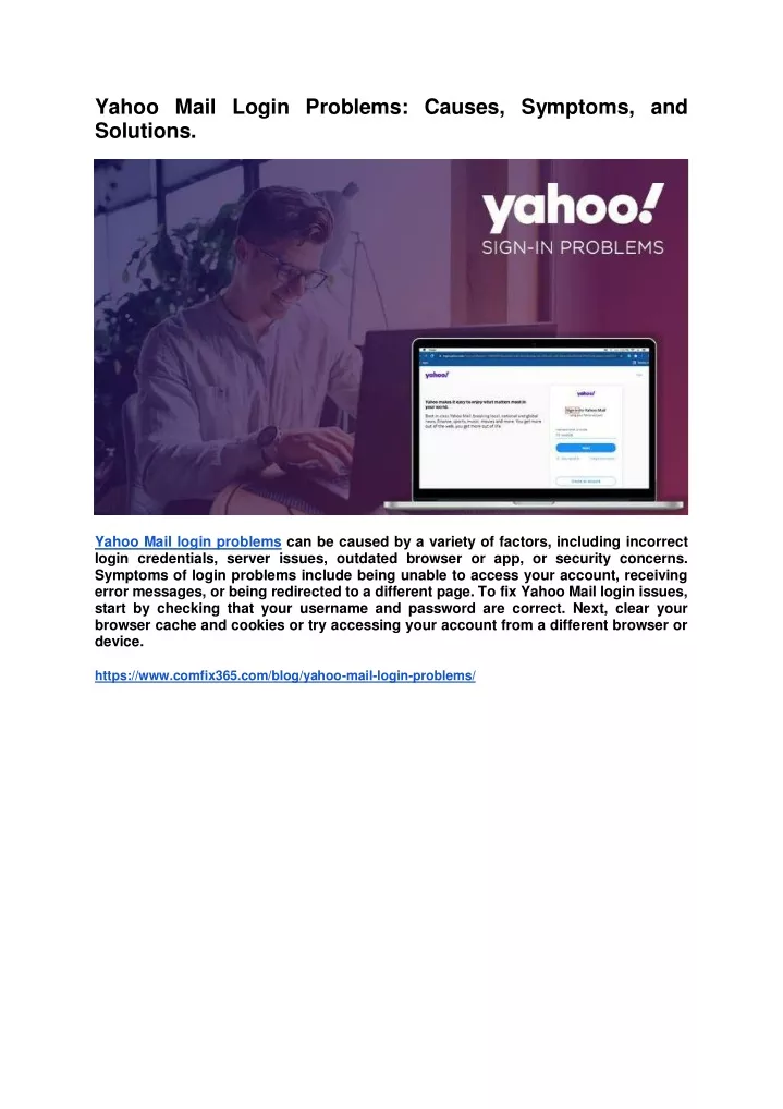 yahoo mail login problems causes symptoms