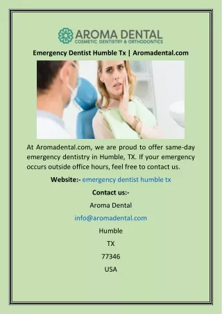 Emergency Dentist Humble Tx  Aromadental