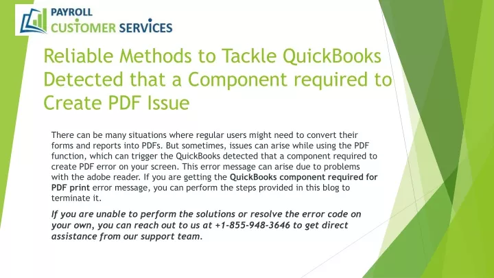 reliable methods to tackle quickbooks detected that a component required to create pdf issue