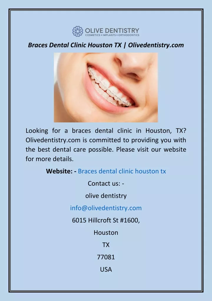 PPT - Braces Dental Clinic Houston TX Olivedentistry.com PowerPoint ...