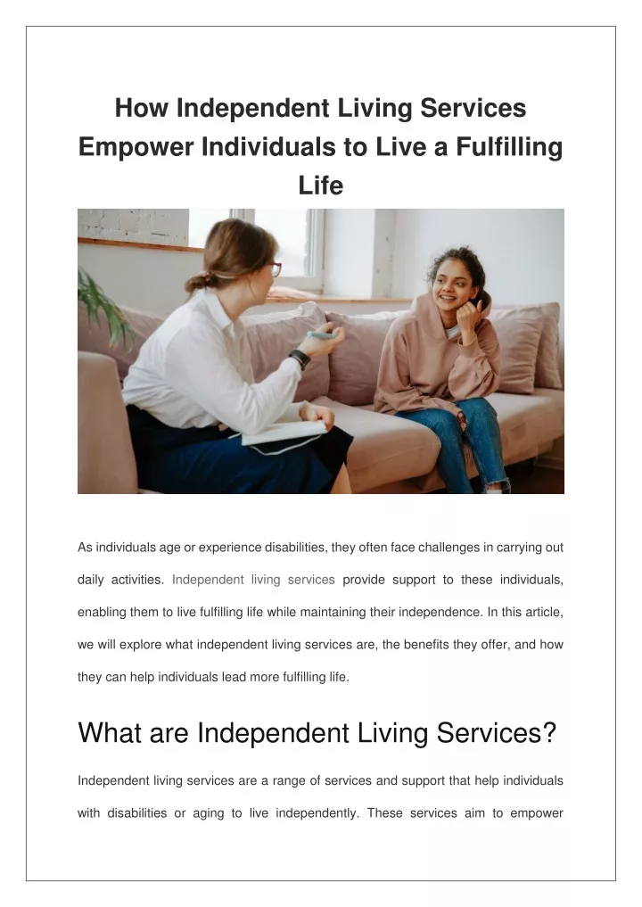 how independent living services empower