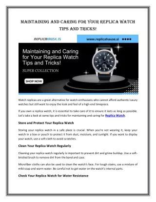 maintaining and caring for your replica watch