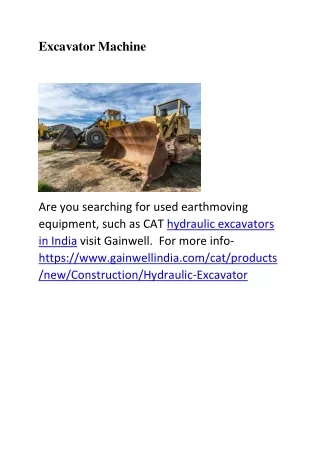 Excavator Machine