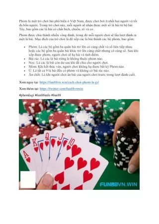 Phỏm là gì - Mẹo chơi phỏm nhận thưởng khủng tại Fun88vn