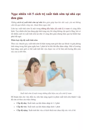 Ngạc nhiên với 5 cách trị xuất tinh sớm tại nhà cực đơn giản