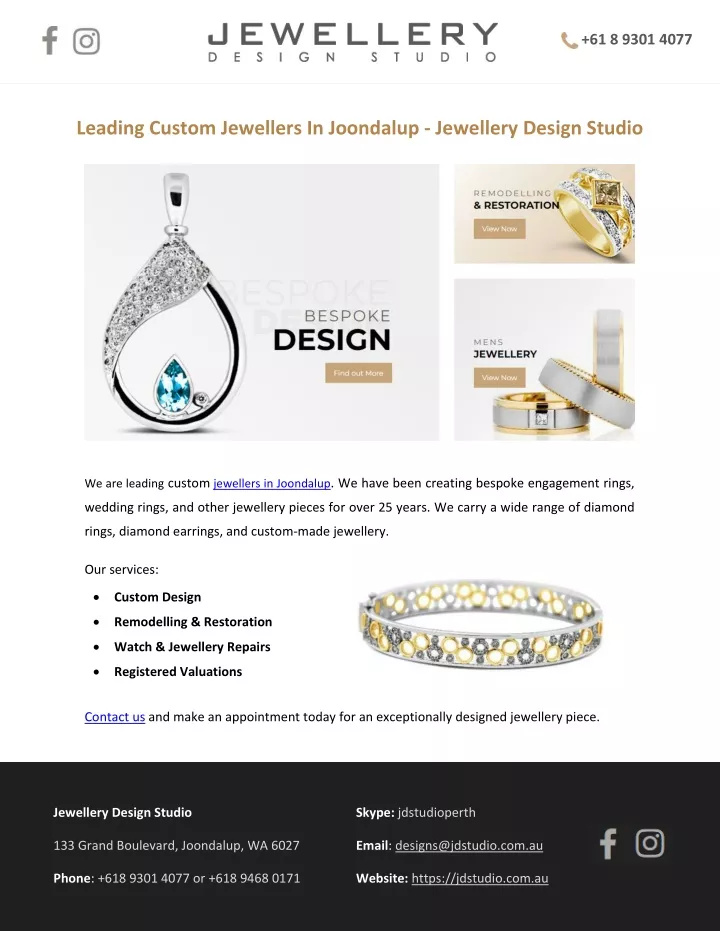 PPT - Leading Custom Jewellers In Joondalup - Jewellery Design Studio ...