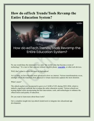 how do edtech trends tools revamp the entire