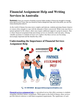 Financial Assignment Help and Writing Services in Australia
