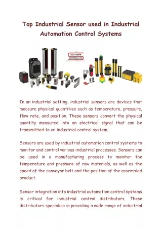 top industrial sensor used in industrial