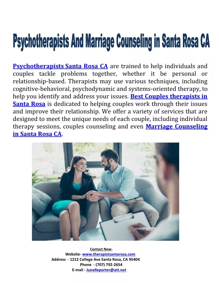 psychotherapists santa rosa ca are trained