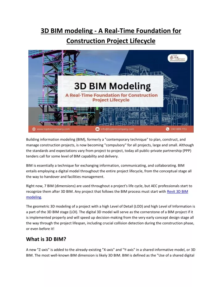 3d bim modeling a real time foundation