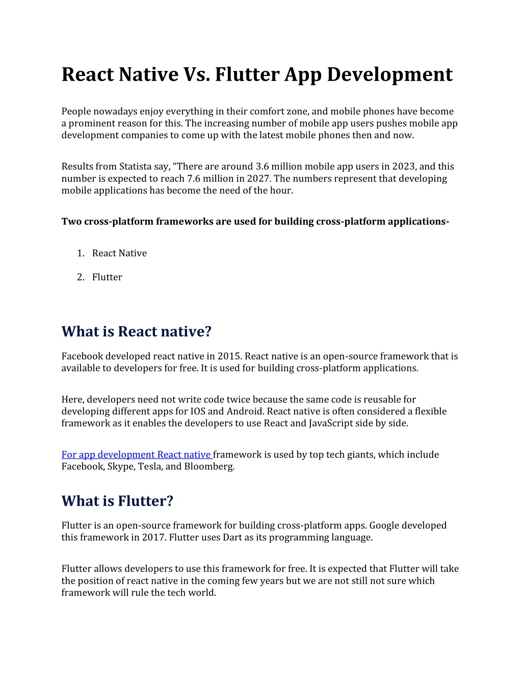 PPT - React native vs flutter app development PowerPoint Presentation ...