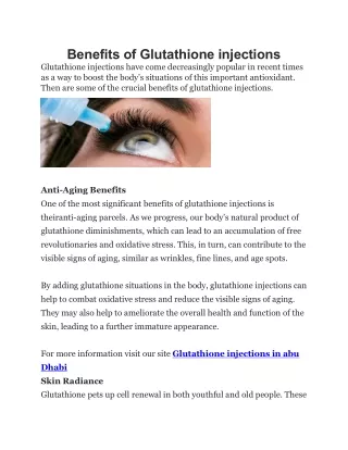 Benefits of Glutathione injections