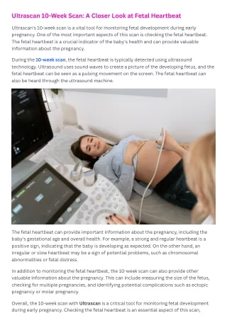 Ultrascan 10-Week Scan: A Closer Look at Fetal Heartbeat