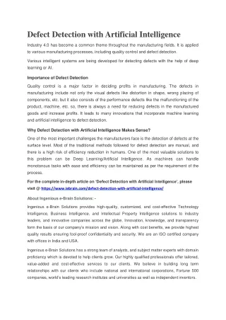 defect detection with artificial intelligence