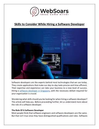 5 Software Developer Skills to Look for When Hiring One in Singapore