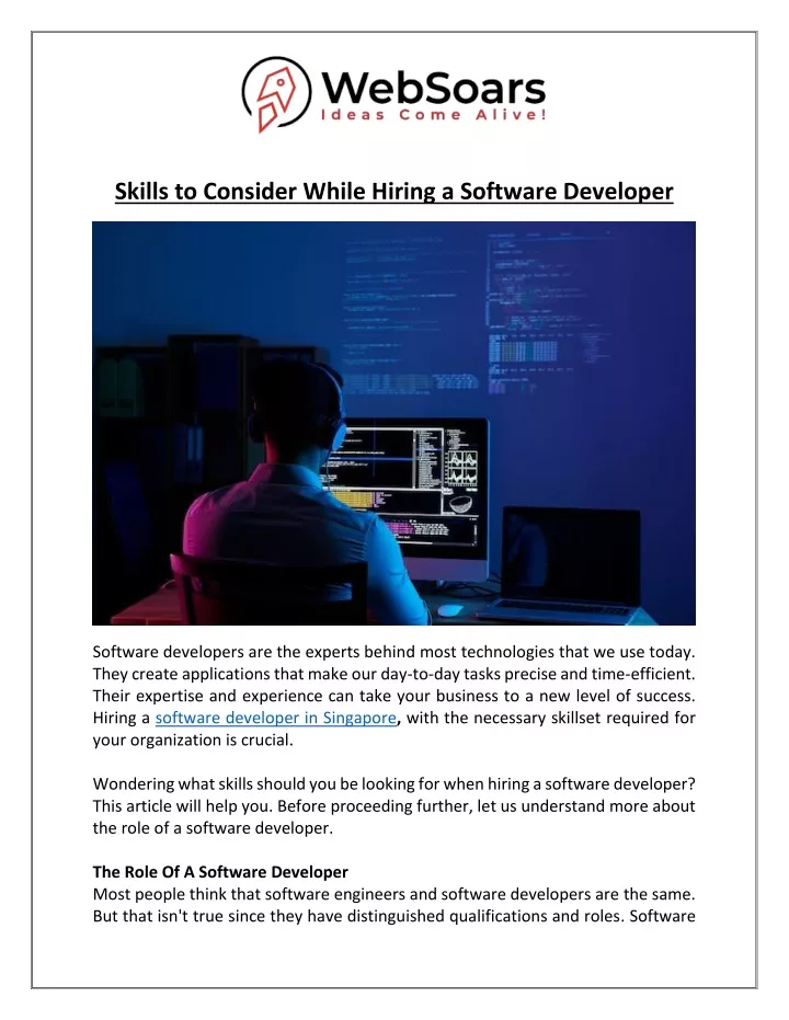 skills to consider while hiring a software