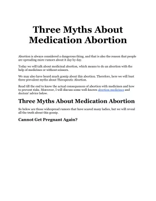 Three Myths About Medication Abortion