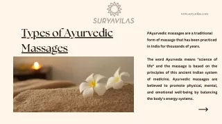 Types of Ayurvedic Massages