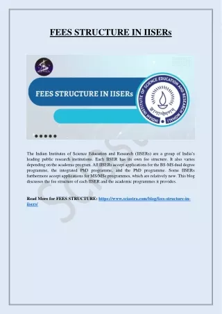 FEES STRUCTURE IN IISERs