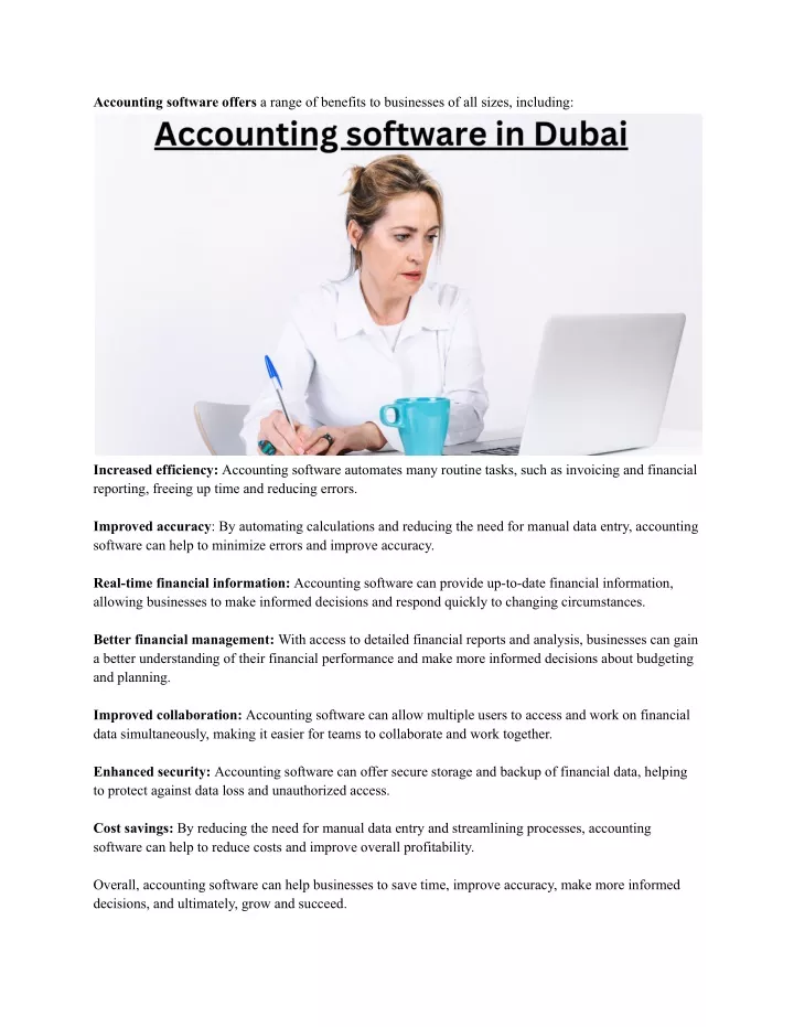 accounting software offers a range of benefits