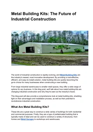 Metal Building Kits_ The Future of Industrial Construction