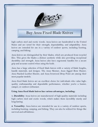 Buy Anza Fixed Blade Knives