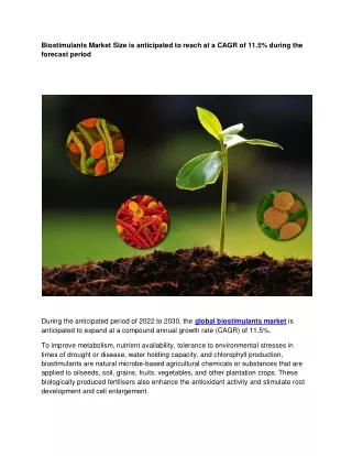 biostimulants market size is anticipated to reach