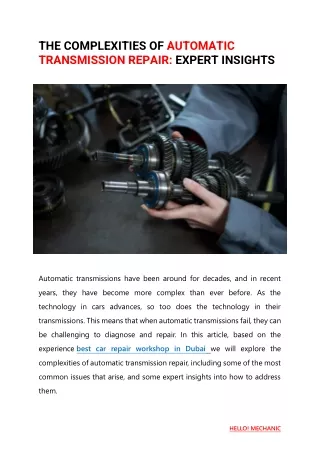 the complexities of automatic transmission repair