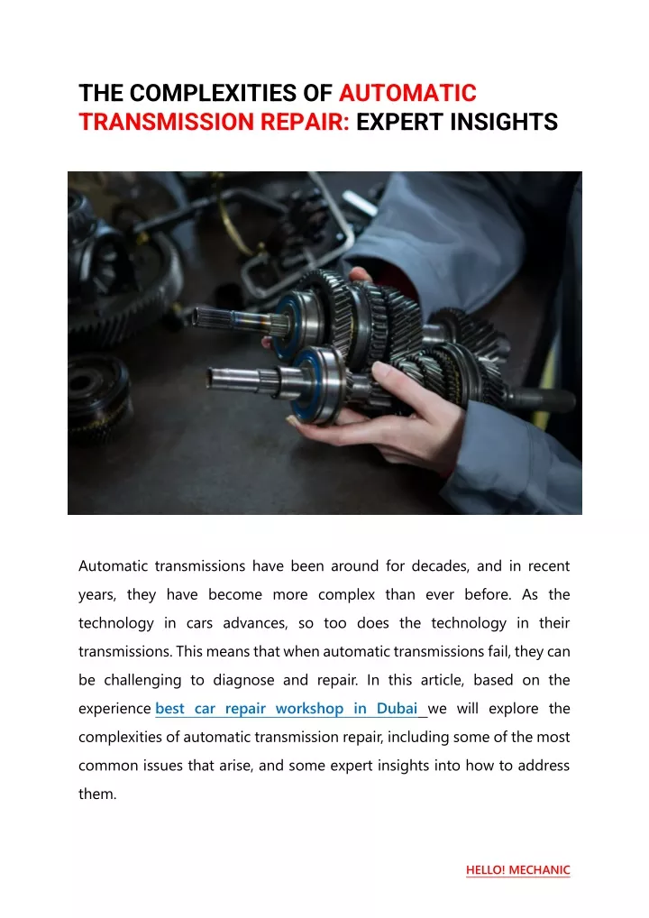 the complexities of automatic transmission repair