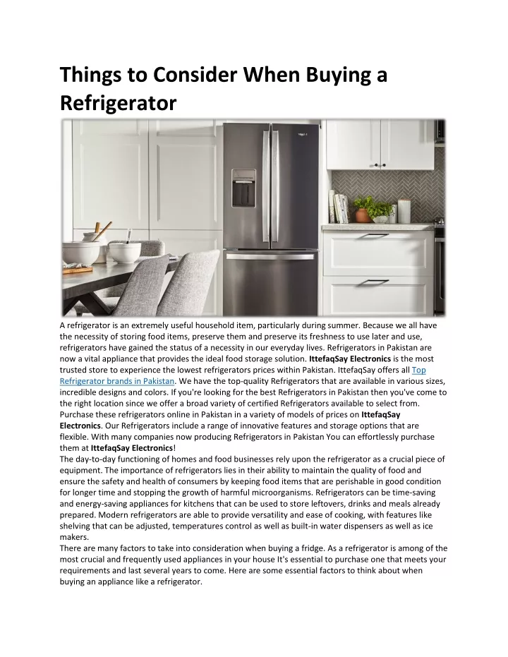 things to consider when buying a refrigerator