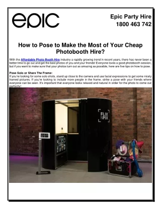 How to Pose to Make the Most of Your Cheap Photobooth Hire