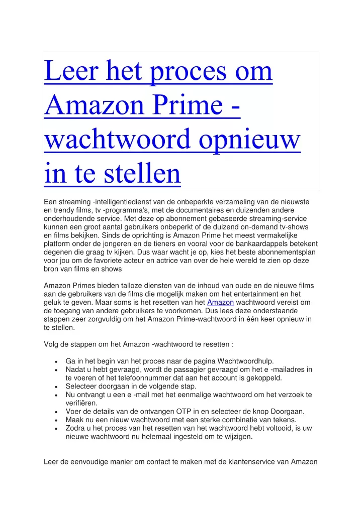 leer het proces om amazon prime wachtwoord