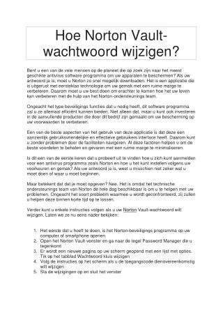 Hoe Norton Vault-wachtwoord wijzigen