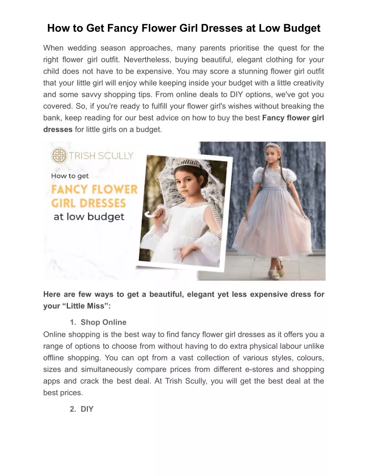 how to get fancy flower girl dresses at low budget
