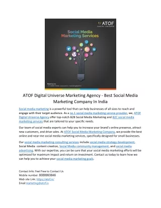 ATOF Digital Universe Marketing Agency  -  Best Social Media Marketing Company In India