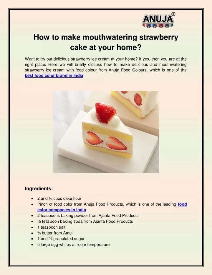 how to make mouthwatering strawberry cake at your