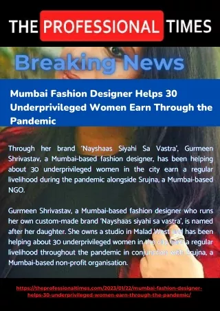 Mumbai Fashion Designer Helps 30 Underprivileged Women Earn Through the Pandemic