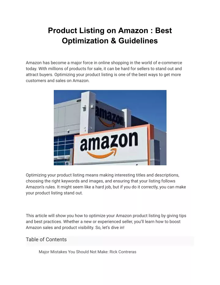 product listing on amazon best optimization