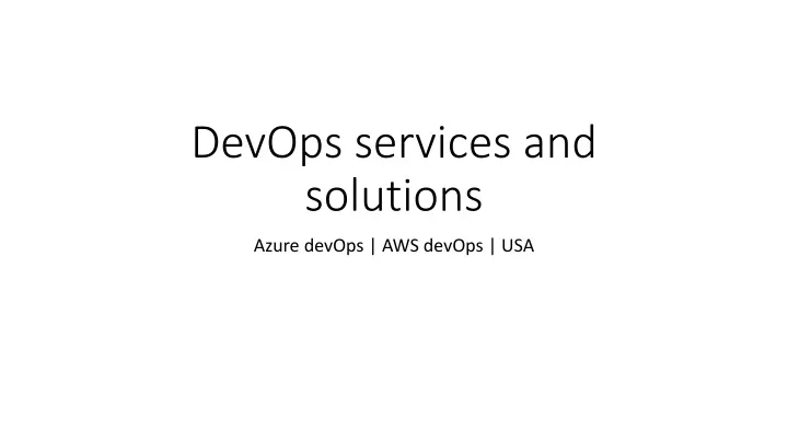 devops services and solutions