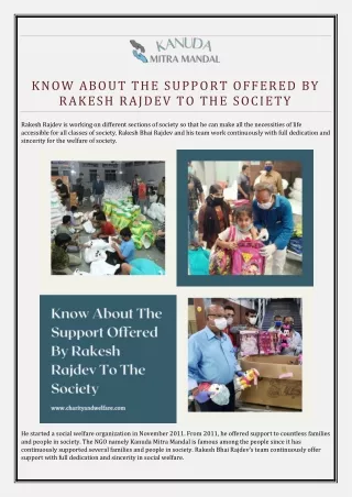 Know About The Support Offered By Rakesh Rajdev To The Society