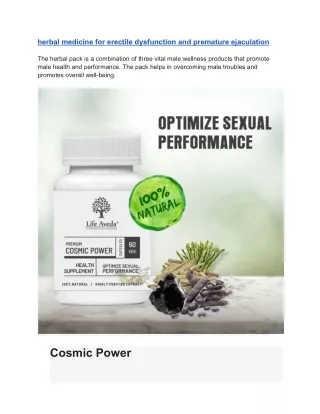herbal medicine for erectile dysfunction and premature ejaculation