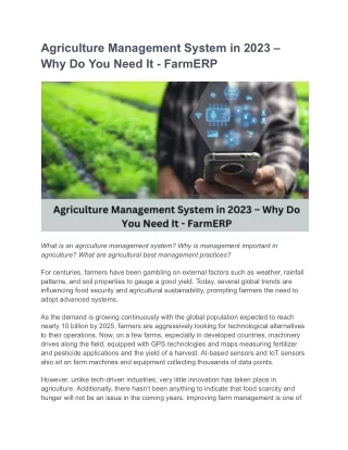 Agriculture Management System in 2023 – Why Do You Need It - FarmERP
