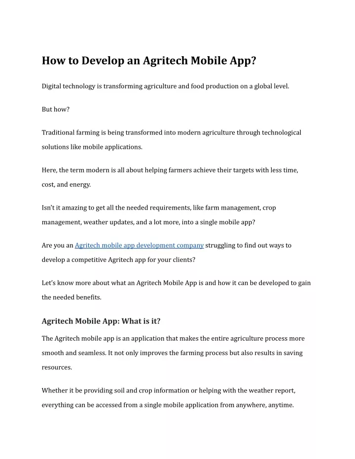 how to develop an agritech mobile app