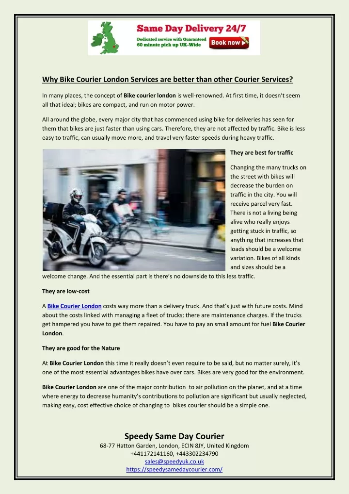 why bike courier london services are better than